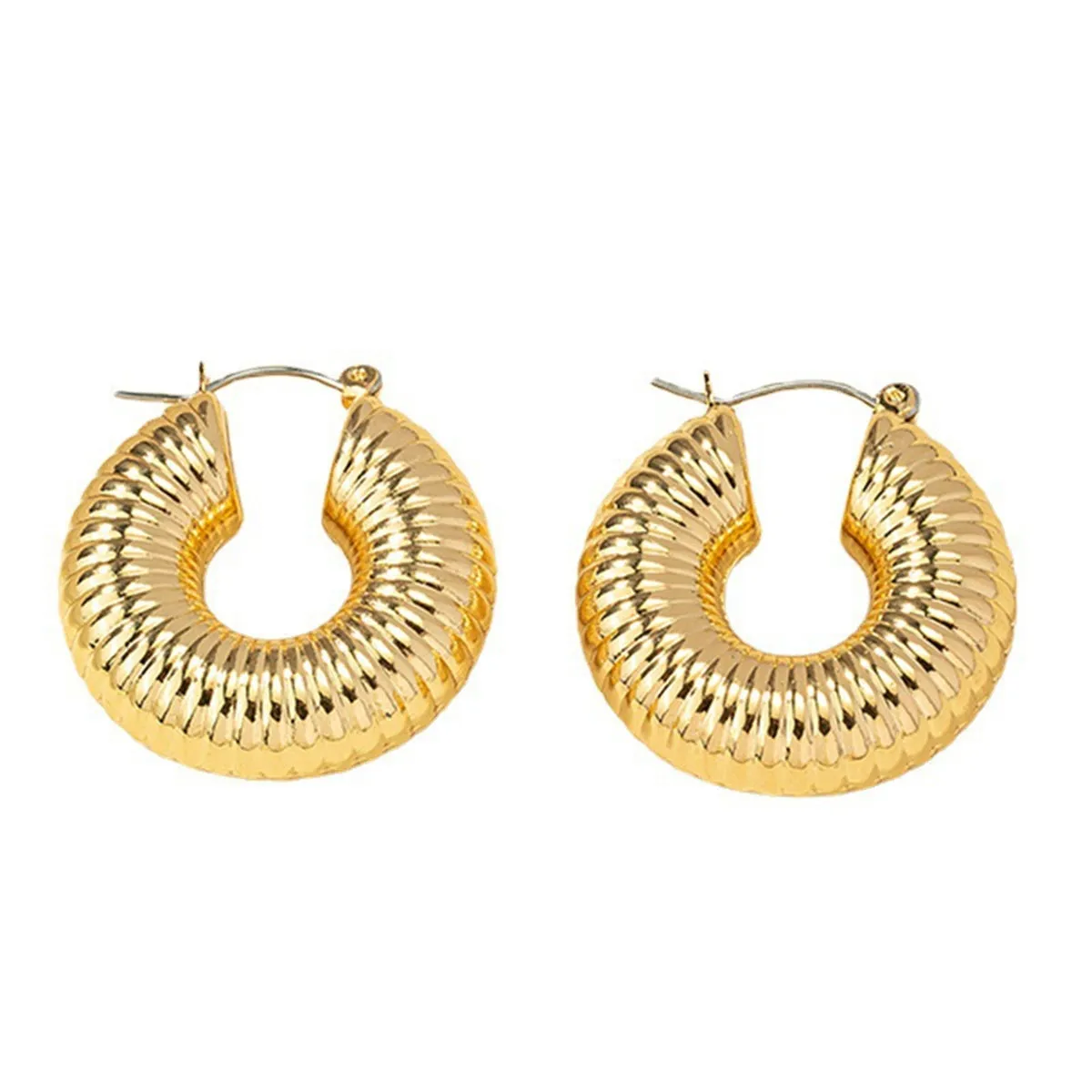 18K Gold-Plated Shell Huggie Earrings