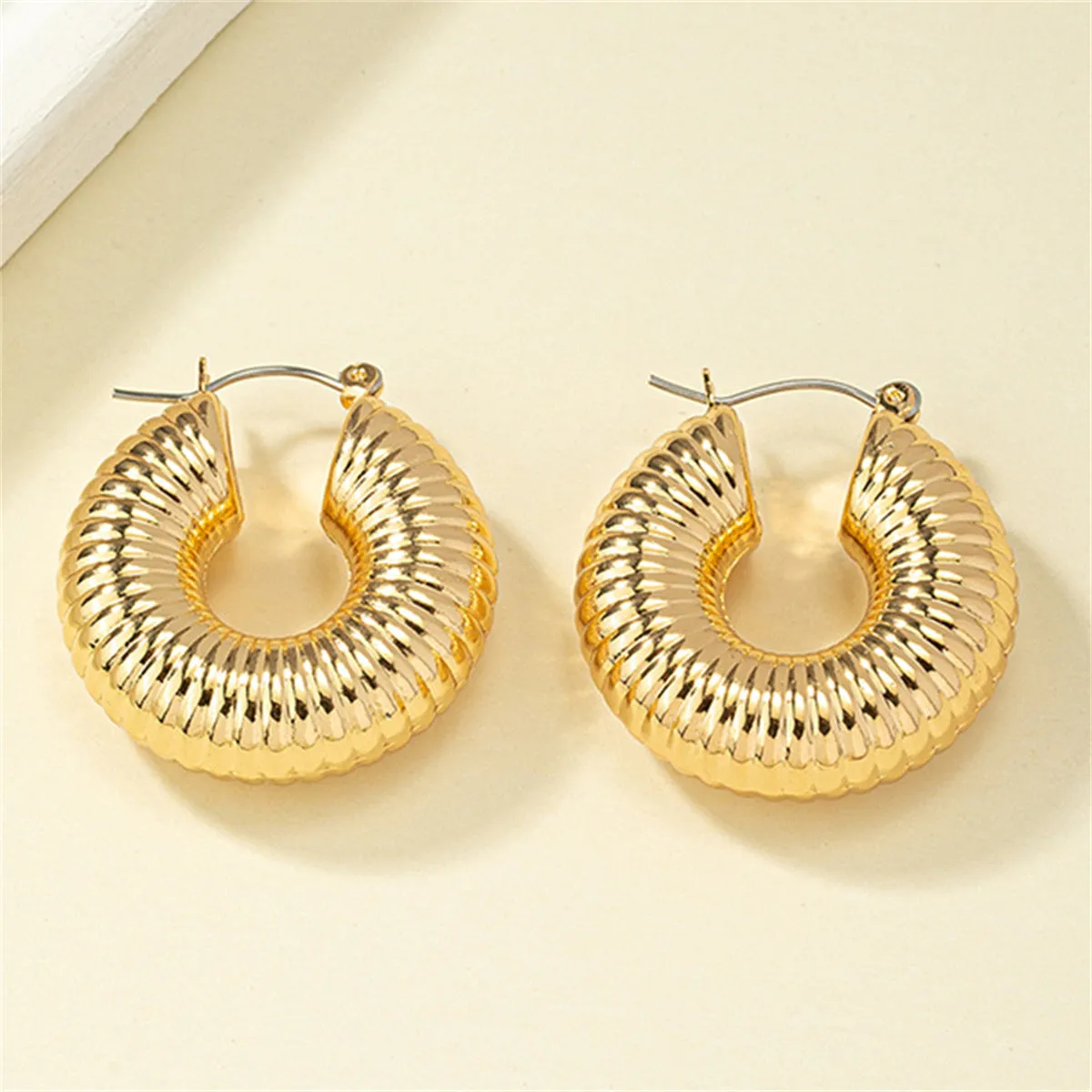 18K Gold-Plated Shell Huggie Earrings