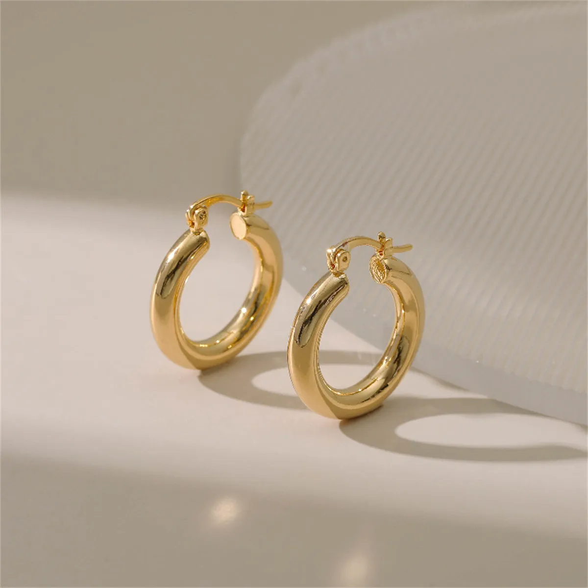 18K Gold-Plated Smooth Tube Huggie Earrings