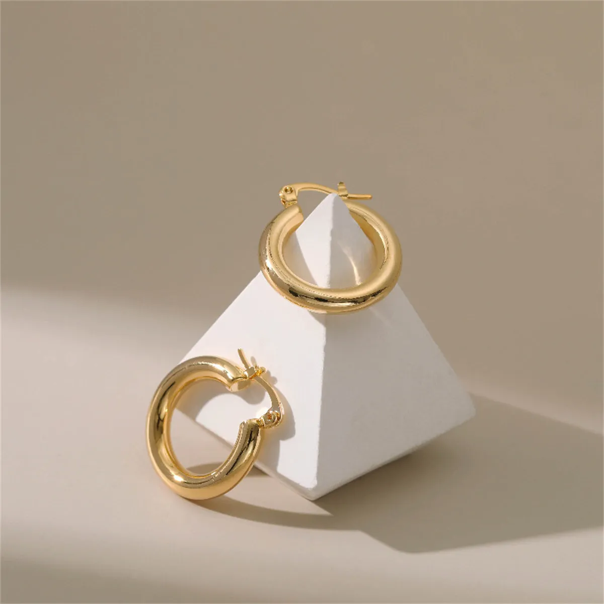 18K Gold-Plated Smooth Tube Huggie Earrings