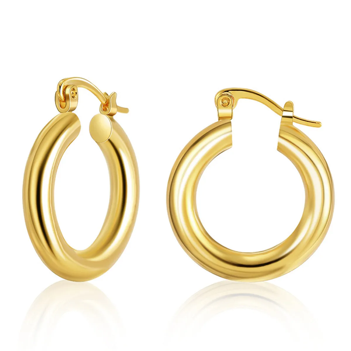 18K Gold-Plated Smooth Tube Huggie Earrings