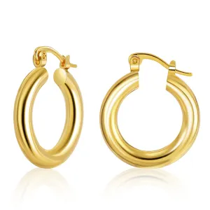 18K Gold-Plated Smooth Tube Huggie Earrings