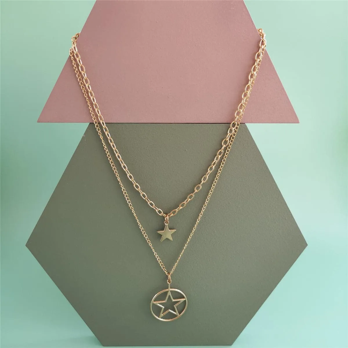 18K Gold-Plated Star Layered Pendant Necklace