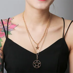 18K Gold-Plated Star Layered Pendant Necklace