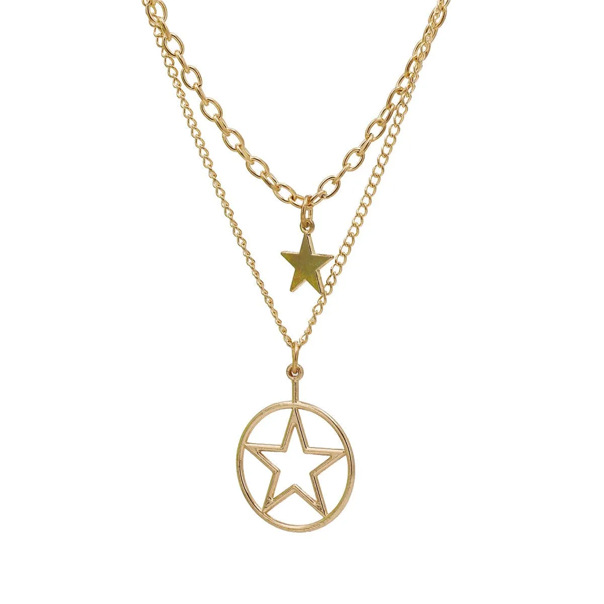 18K Gold-Plated Star Layered Pendant Necklace
