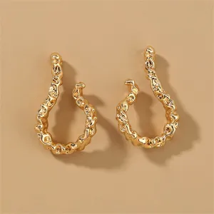 18K Gold-Plated Textured Free-Form Hoop Earrings