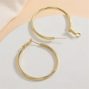 18K Gold-Plated Textured Hoop Earrings