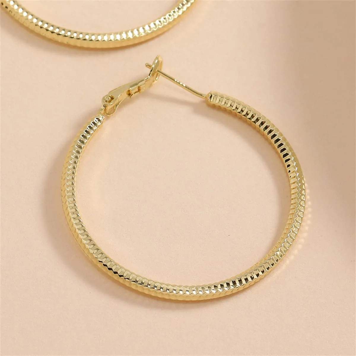 18K Gold-Plated Textured Hoop Earrings