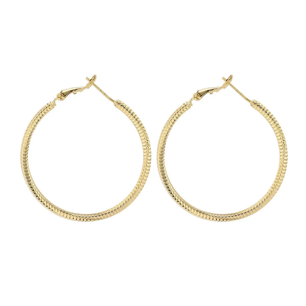 18K Gold-Plated Textured Hoop Earrings