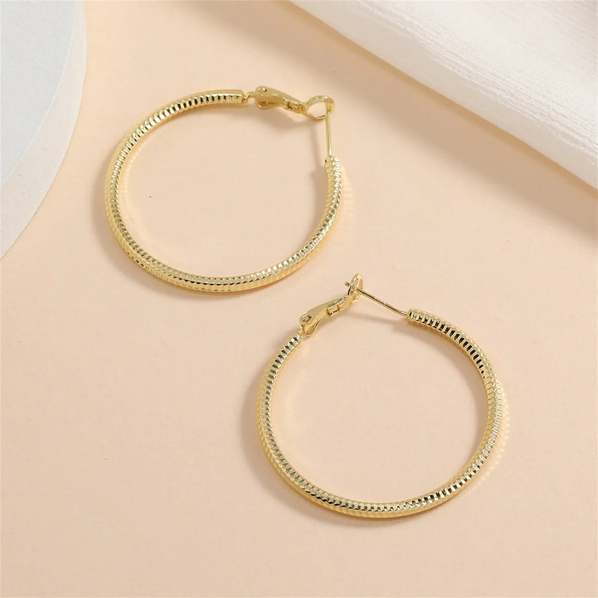 18K Gold-Plated Textured Hoop Earrings