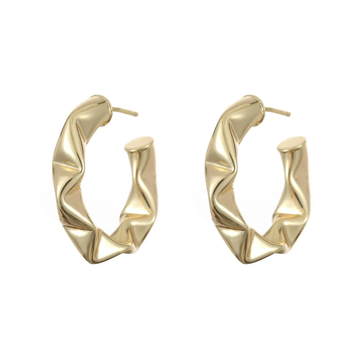 18K Gold-Plated Textured Huggie Earrings