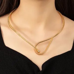 18K Gold-Plated Textured Knot Choker Necklace