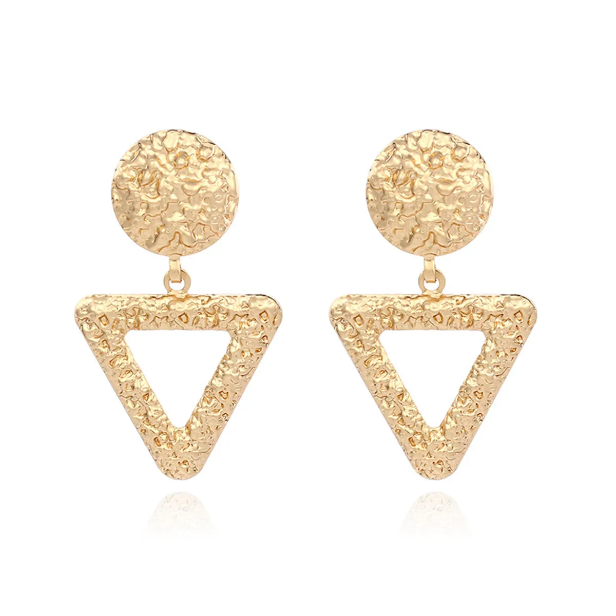 18K Gold-Plated Textured Open Triangle Drop Earrings