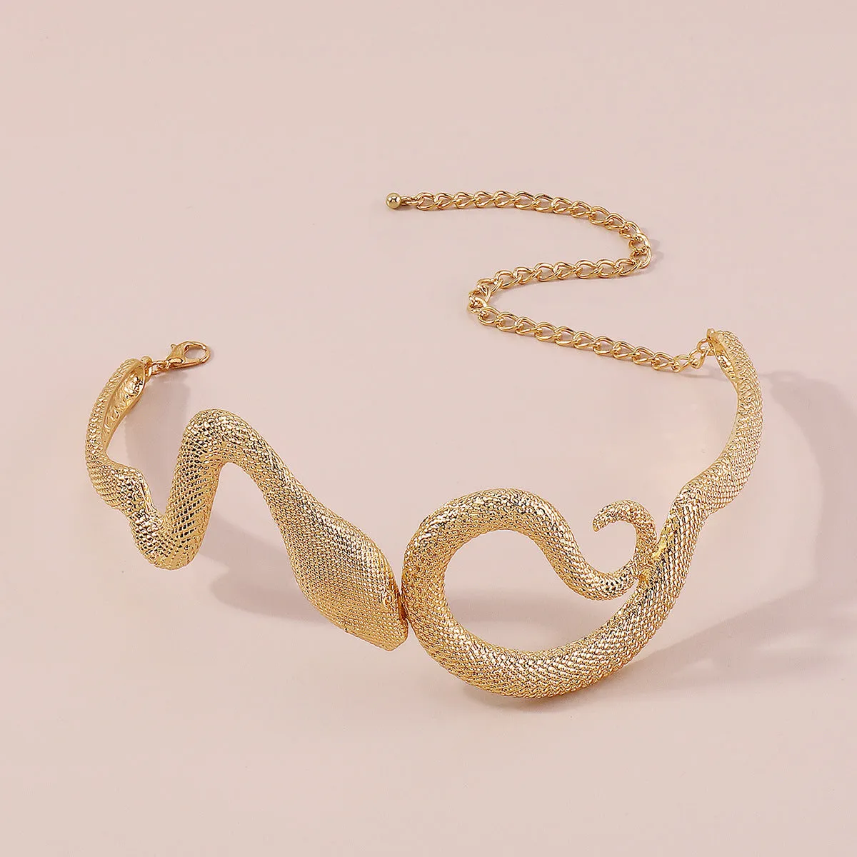 18K Gold-Plated Textured Snake Choker