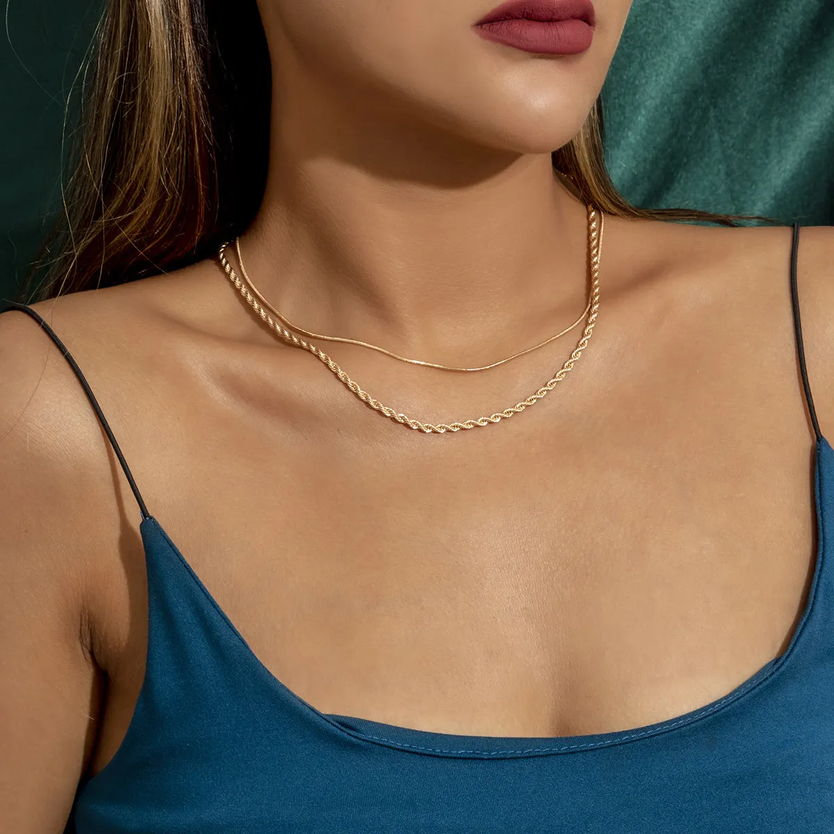 18K Gold-Plated Twine Chain Necklace Set