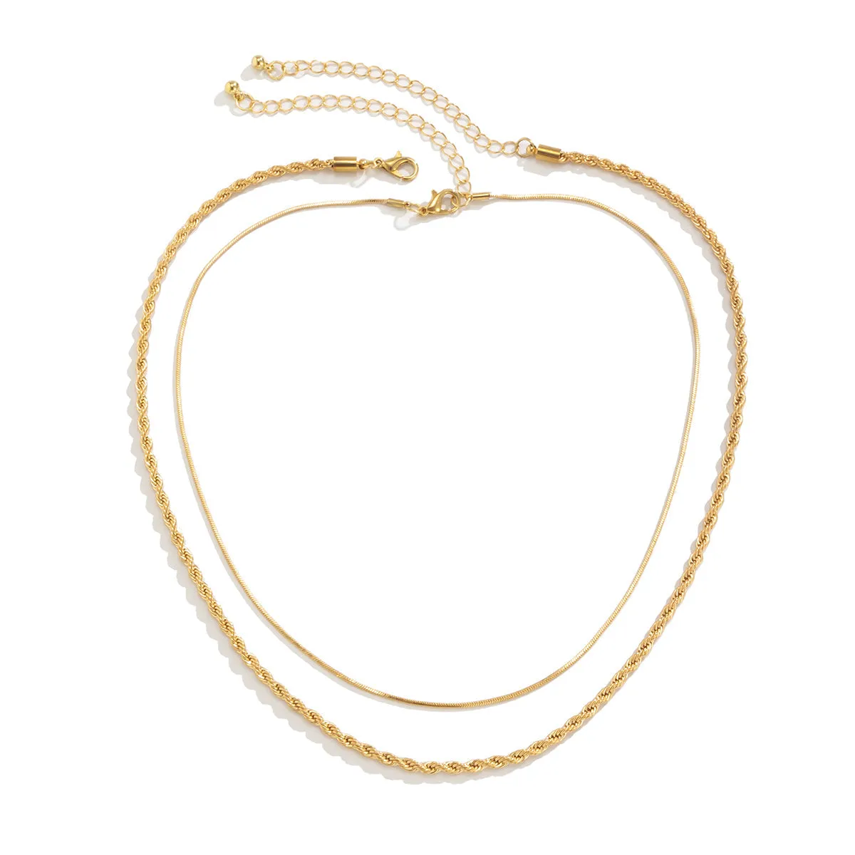 18K Gold-Plated Twine Chain Necklace Set