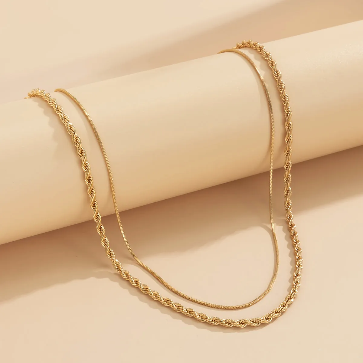 18K Gold-Plated Twine Chain Necklace Set