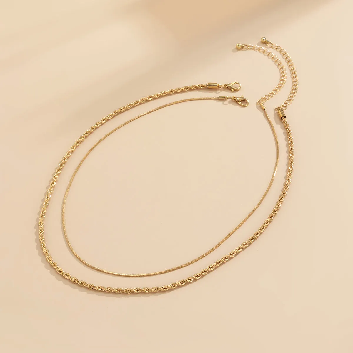 18K Gold-Plated Twine Chain Necklace Set