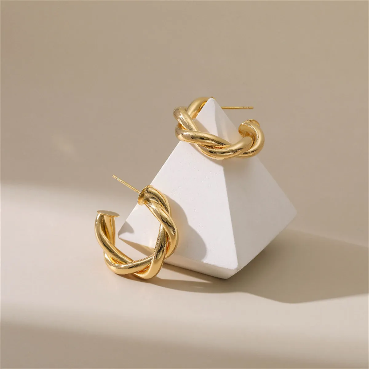 18K Gold-Plated Twine Huggie Earrings