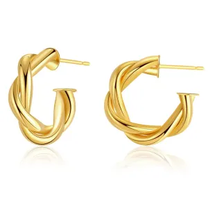 18K Gold-Plated Twine Huggie Earrings