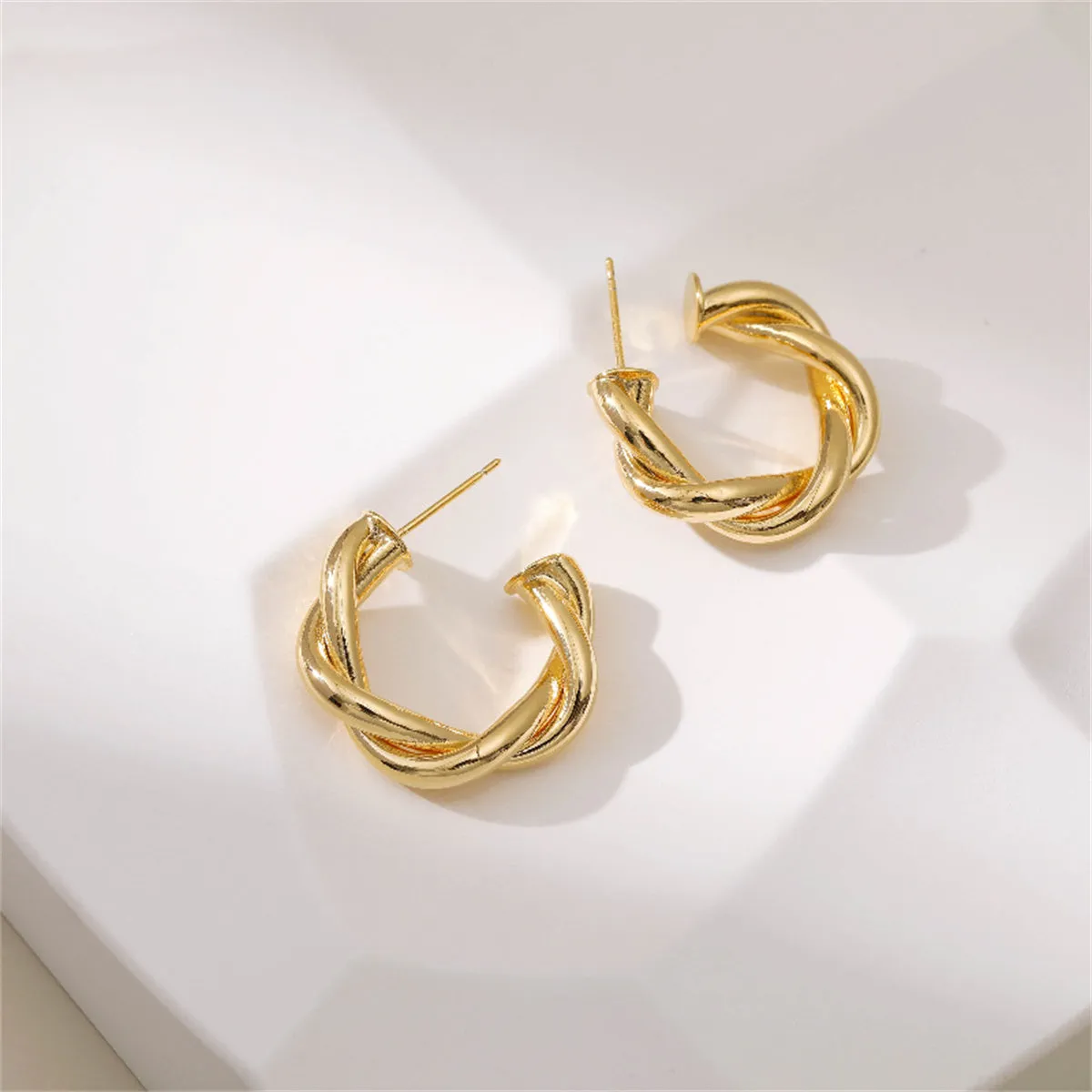 18K Gold-Plated Twine Huggie Earrings