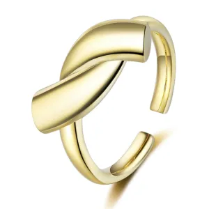18K Gold-Plated Twisted Smooth Geometric Bypass Ring