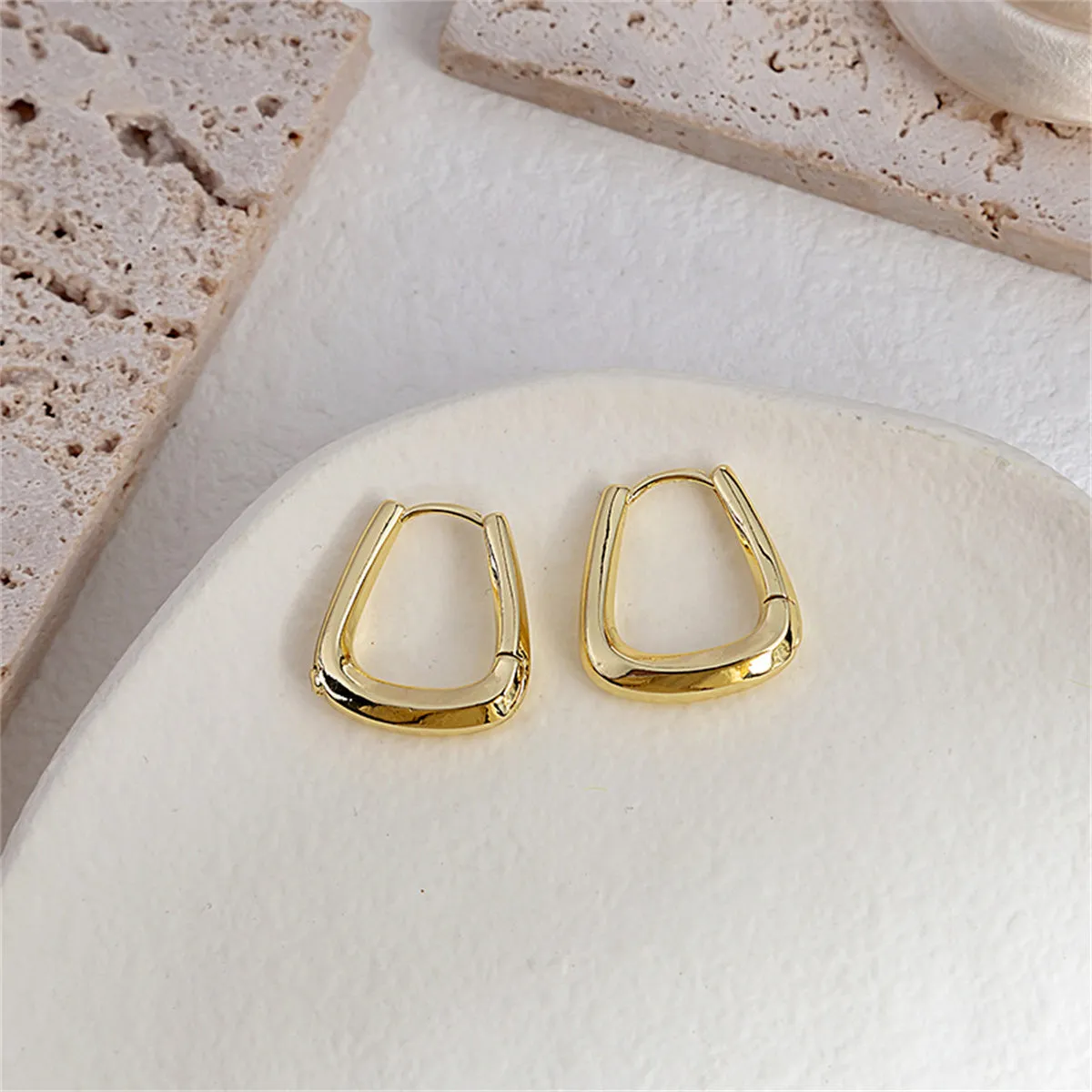 18K Gold-Plated U-Shape Huggie Earrings