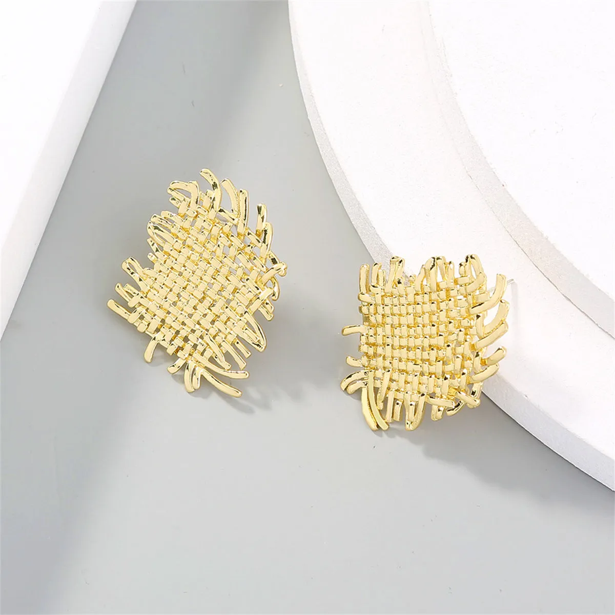 18K Gold-Plated Weave Stud Earrings