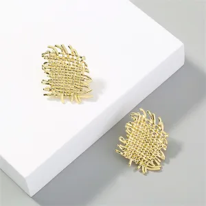 18K Gold-Plated Weave Stud Earrings