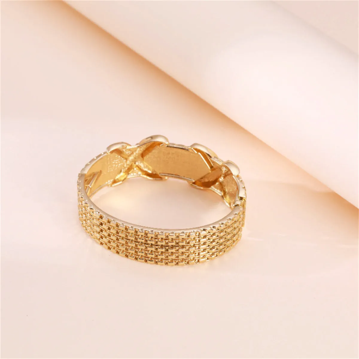 18K Gold-Plated Woven-Textured Double X Hinge Bangle