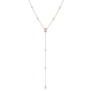 18k Rose Gold 0.36ctw Diamond Hexagon Drop Pendant Necklace