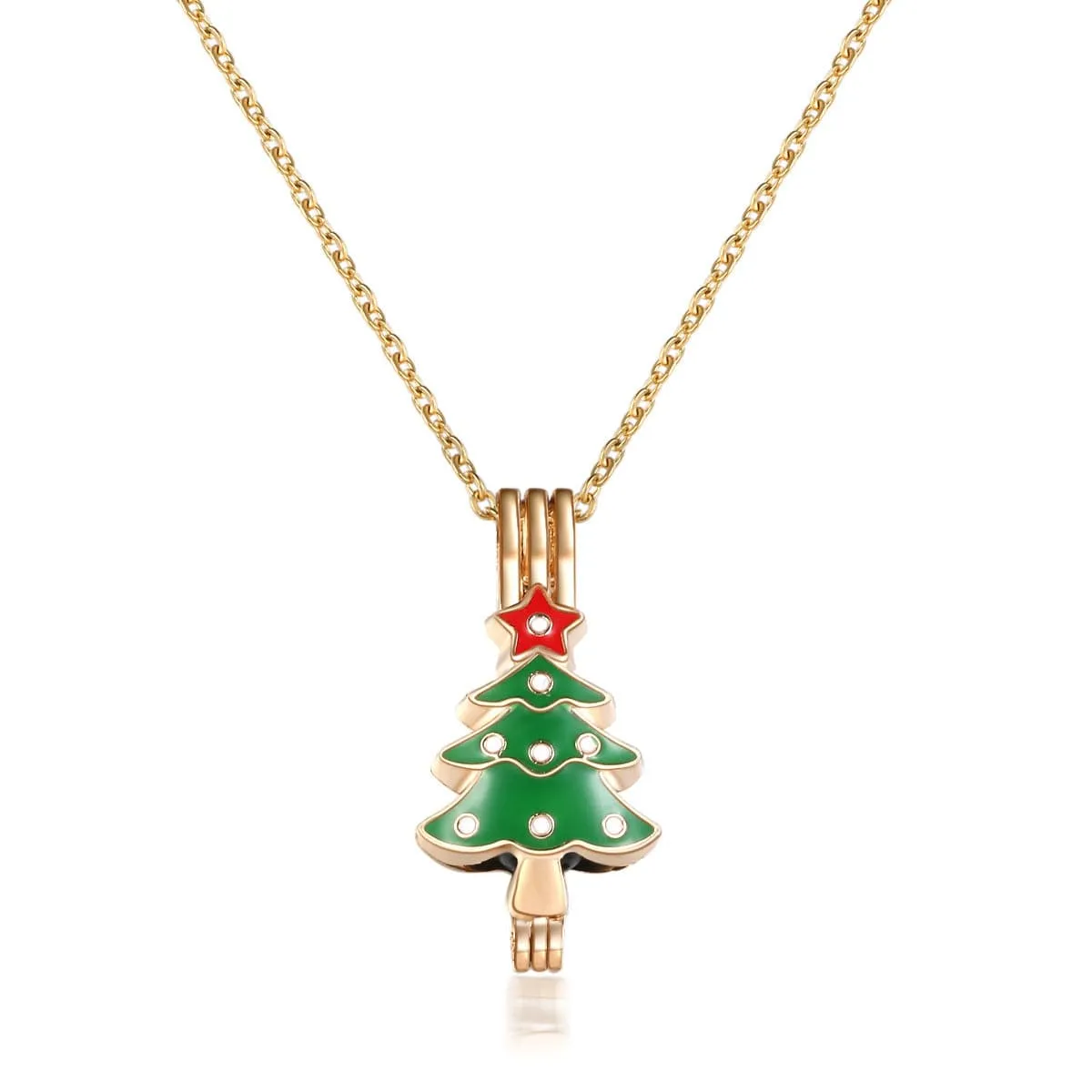 18K Rose Gold-Plated & Green Tree Pendant Necklace