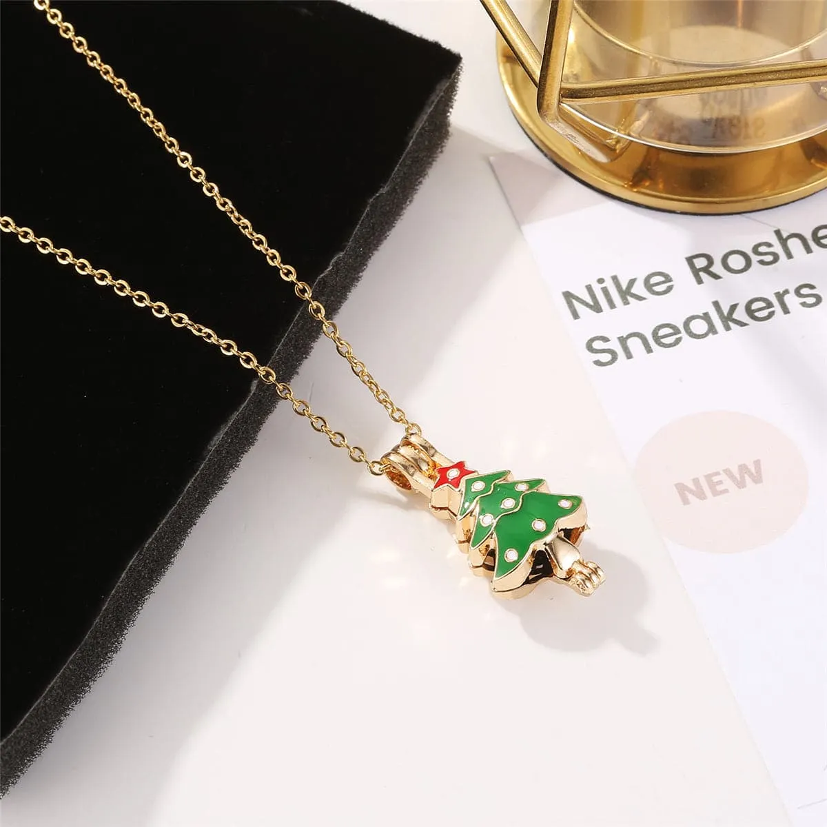 18K Rose Gold-Plated & Green Tree Pendant Necklace