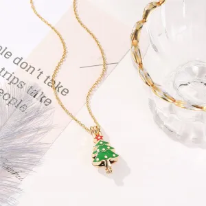 18K Rose Gold-Plated & Green Tree Pendant Necklace