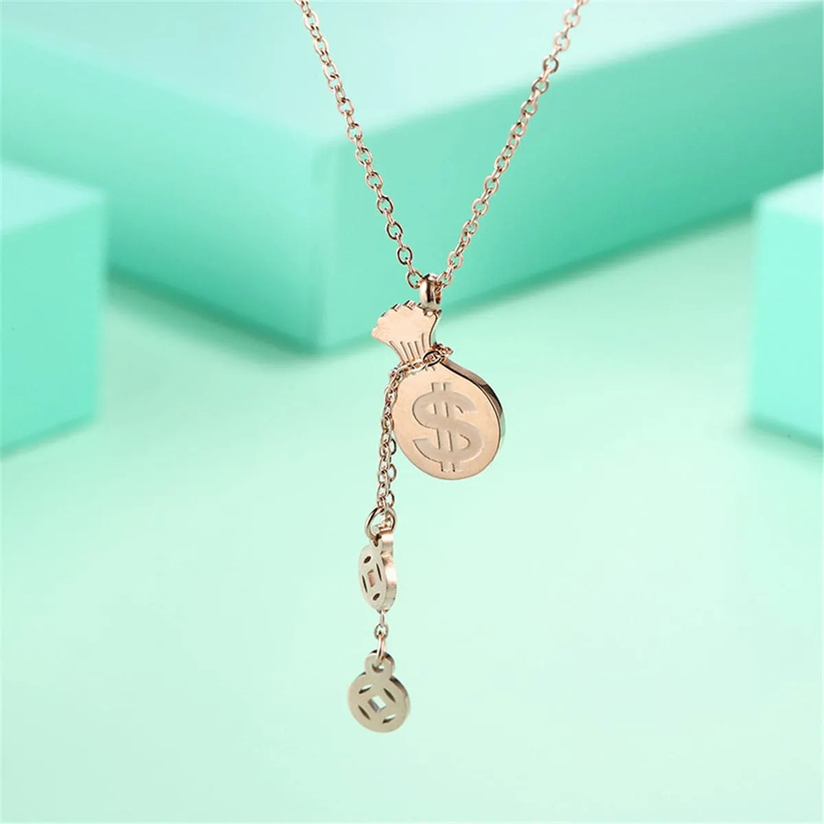 18K Rose Gold-Plated Coin Wallet Pendant Necklace