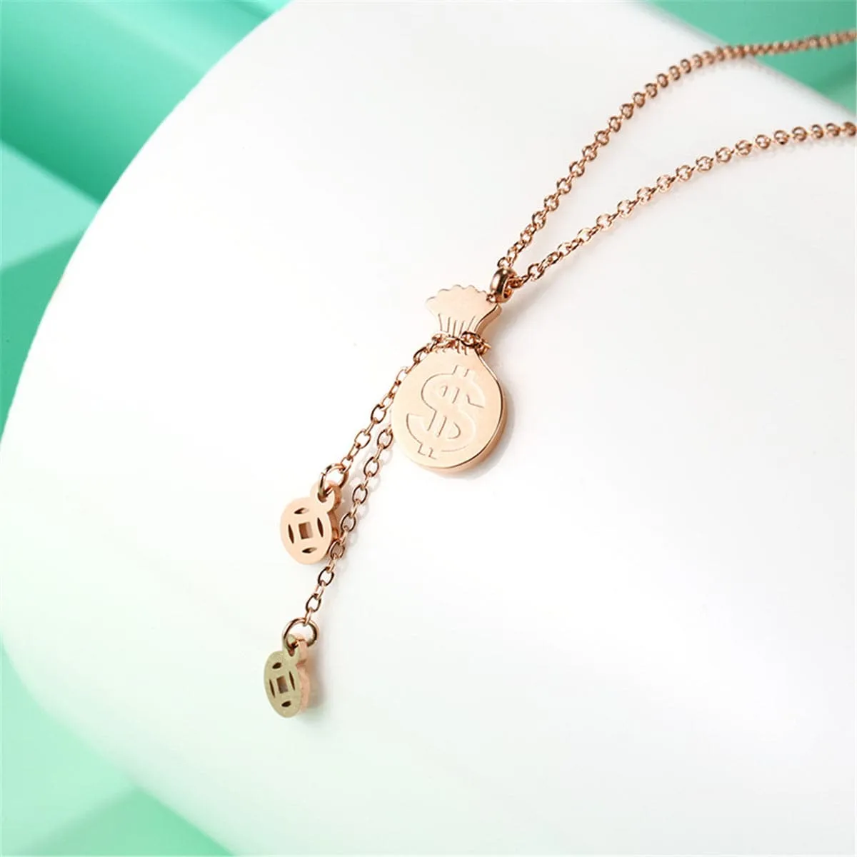 18K Rose Gold-Plated Coin Wallet Pendant Necklace