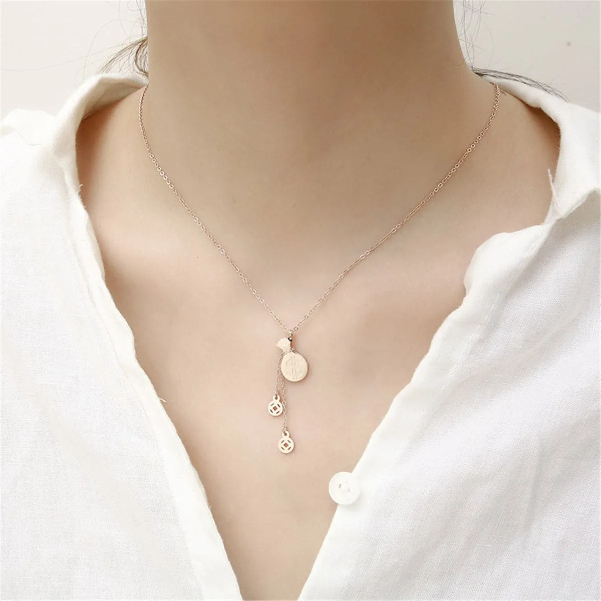 18K Rose Gold-Plated Coin Wallet Pendant Necklace