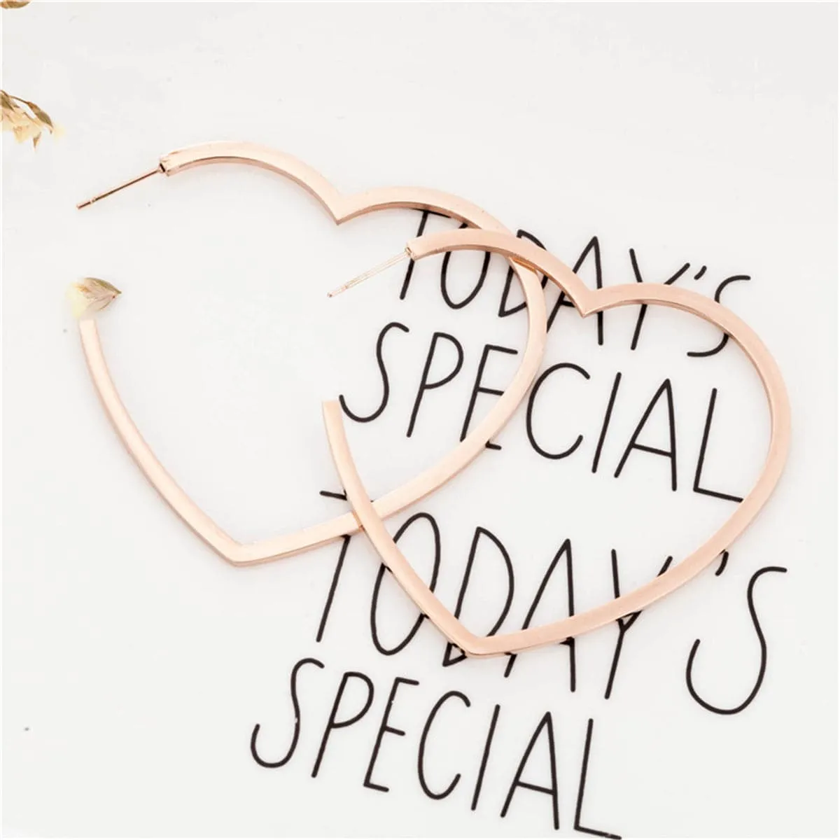 18K Rose Gold-Plated Heart Hoop Earrings