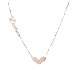 18K Rose Gold-Plated 'Love' Heart Pendant Necklace