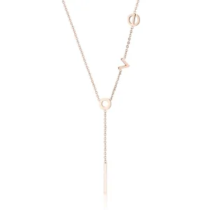 18K Rose Gold-Plated 'Love' Lariat Necklace