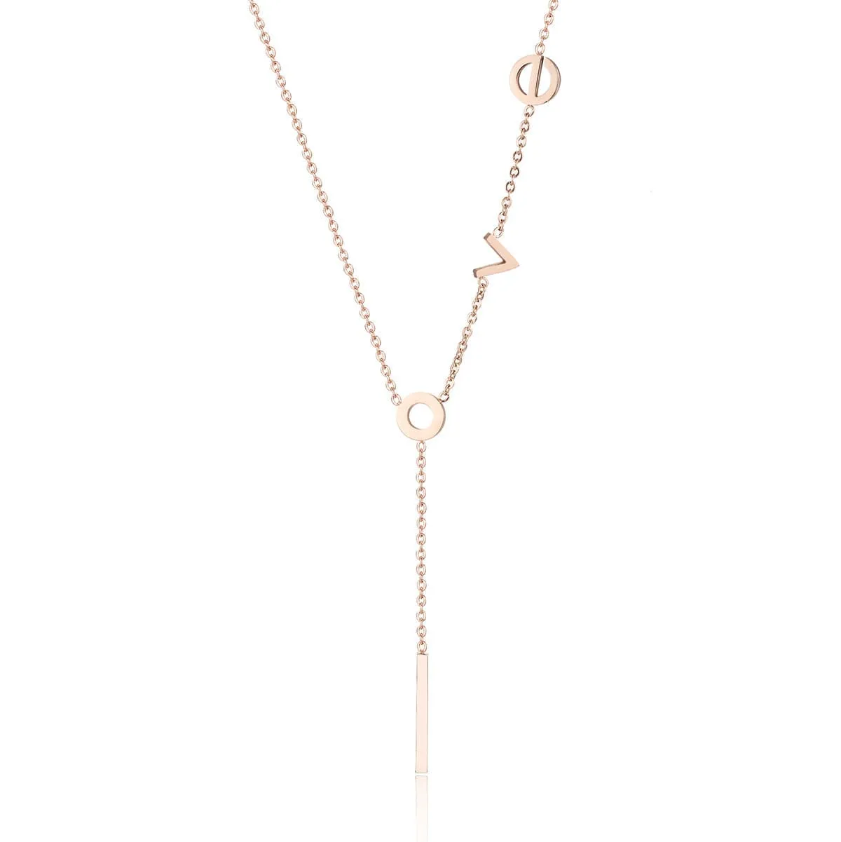 18K Rose Gold-Plated 'Love' Lariat Necklace