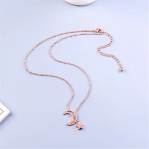 18K Rose Gold-Plated Moon & Star Pendant Necklace