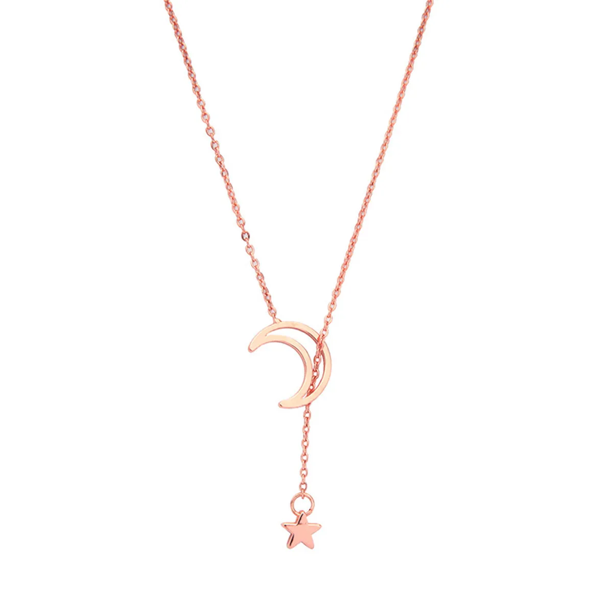 18K Rose Gold-Plated Moon & Star Pendant Necklace