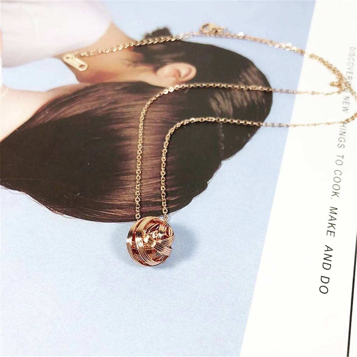18K Rose Gold-Plated String Ball Pendant Necklace