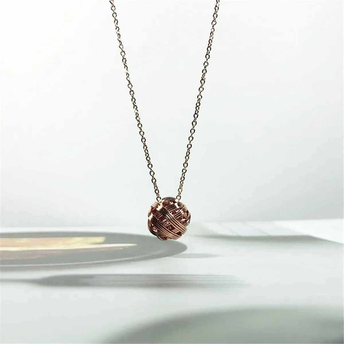 18K Rose Gold-Plated String Ball Pendant Necklace
