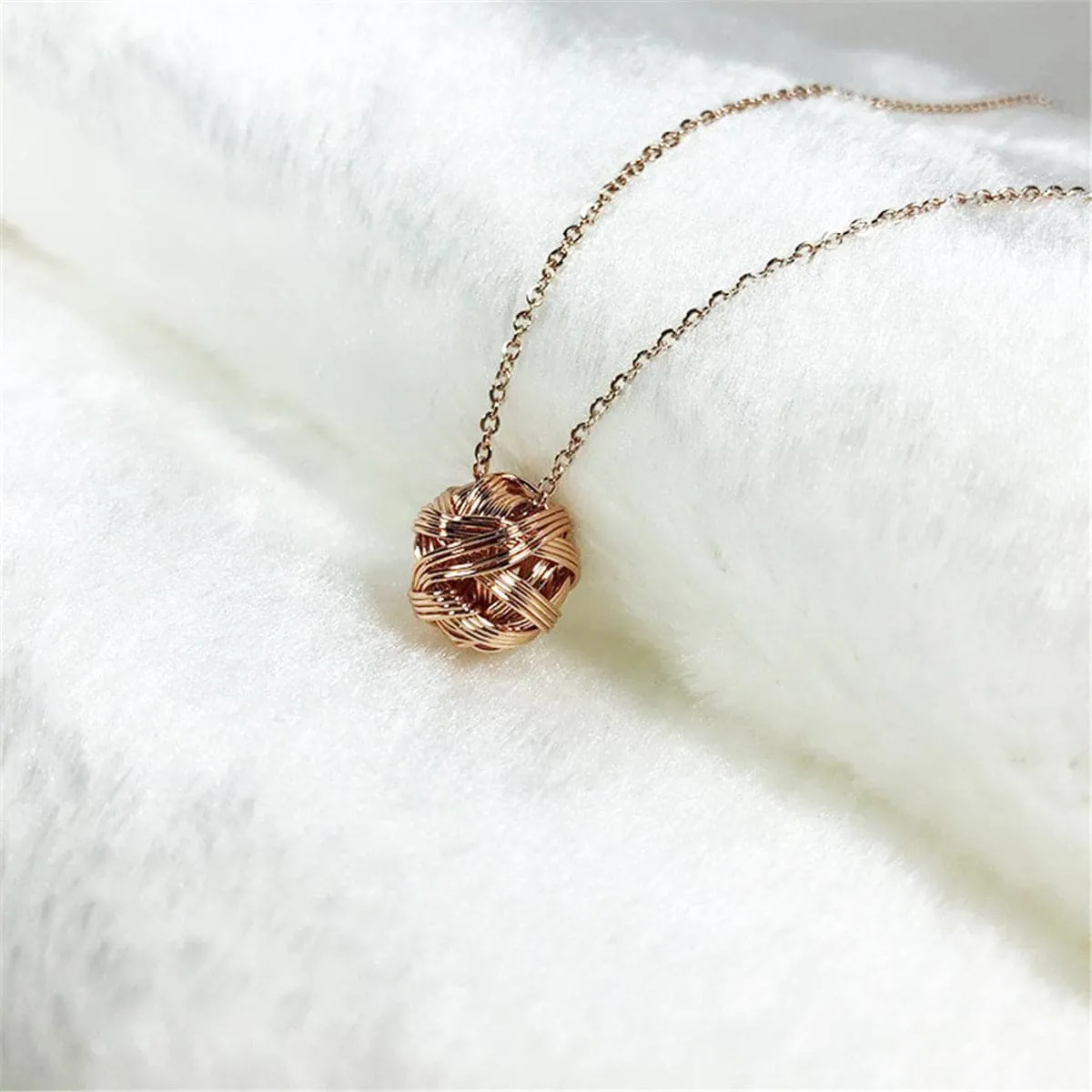 18K Rose Gold-Plated String Ball Pendant Necklace