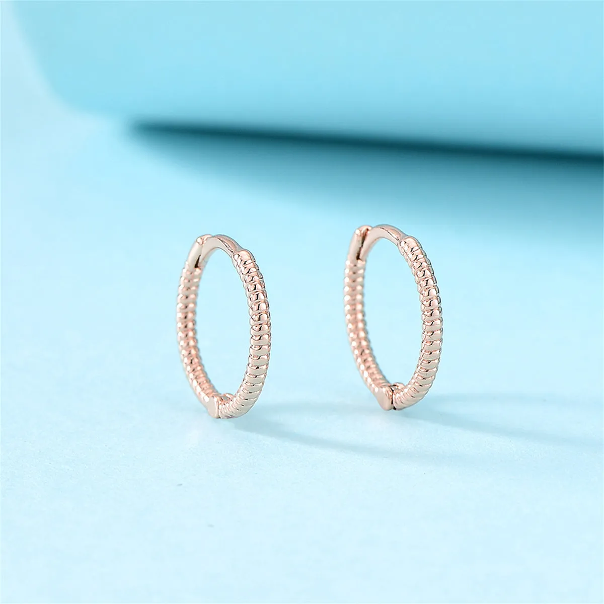 18K Rose Gold-Plated Textured Huggie Earrings