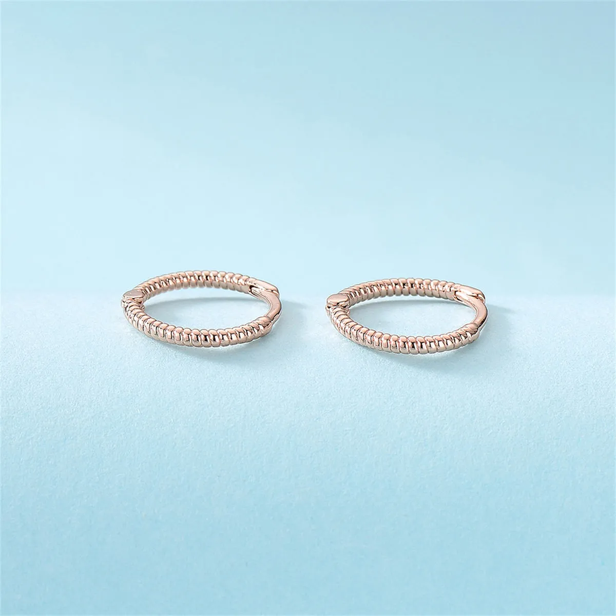 18K Rose Gold-Plated Textured Huggie Earrings