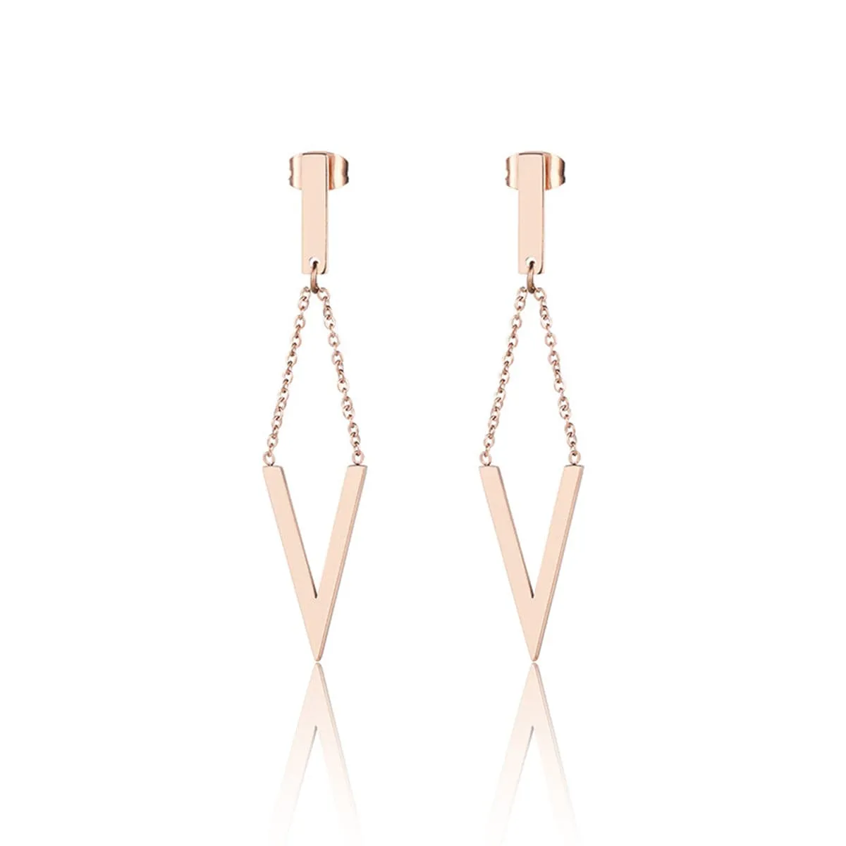 18K Rose Gold-Plated Triangle Drop Earrings