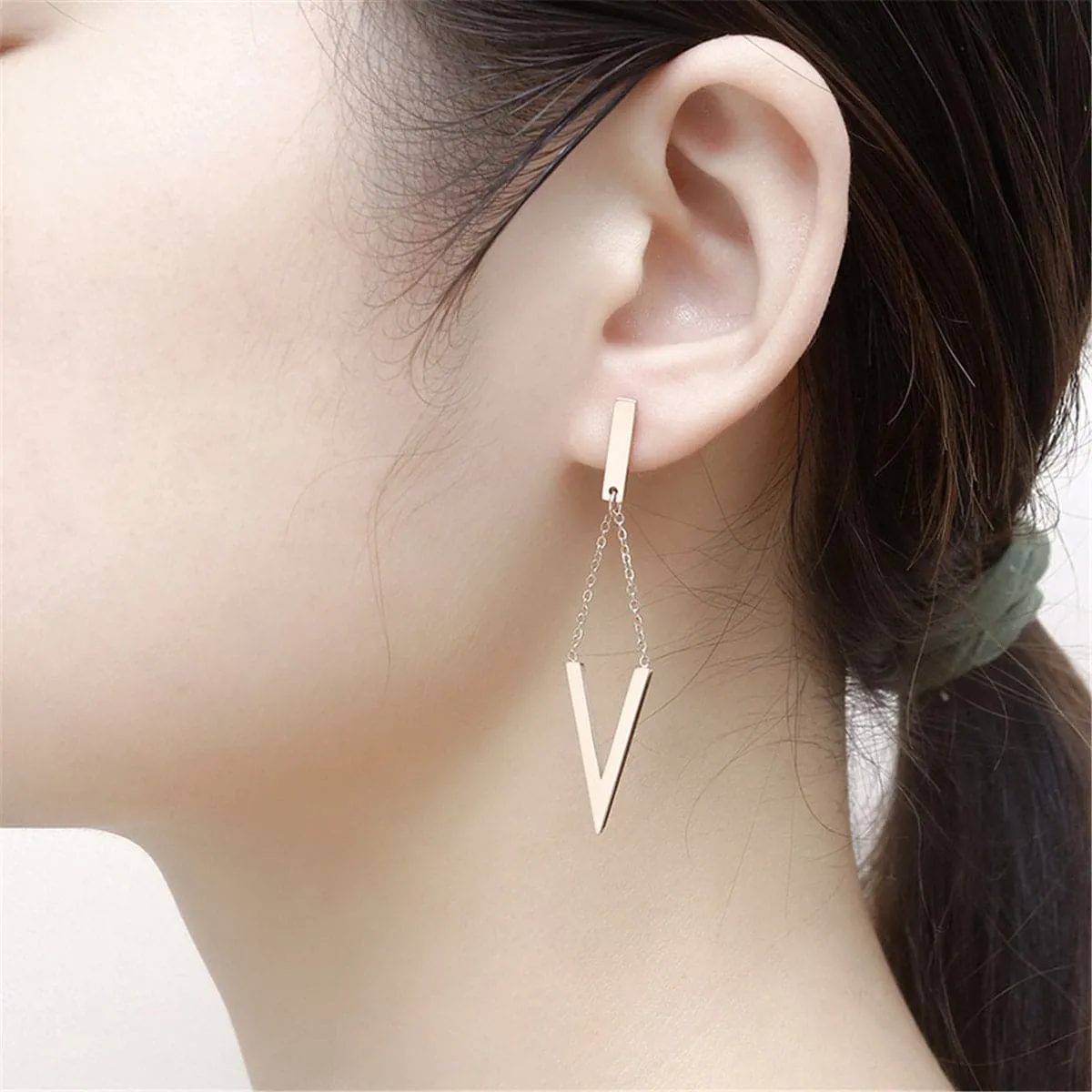 18K Rose Gold-Plated Triangle Drop Earrings